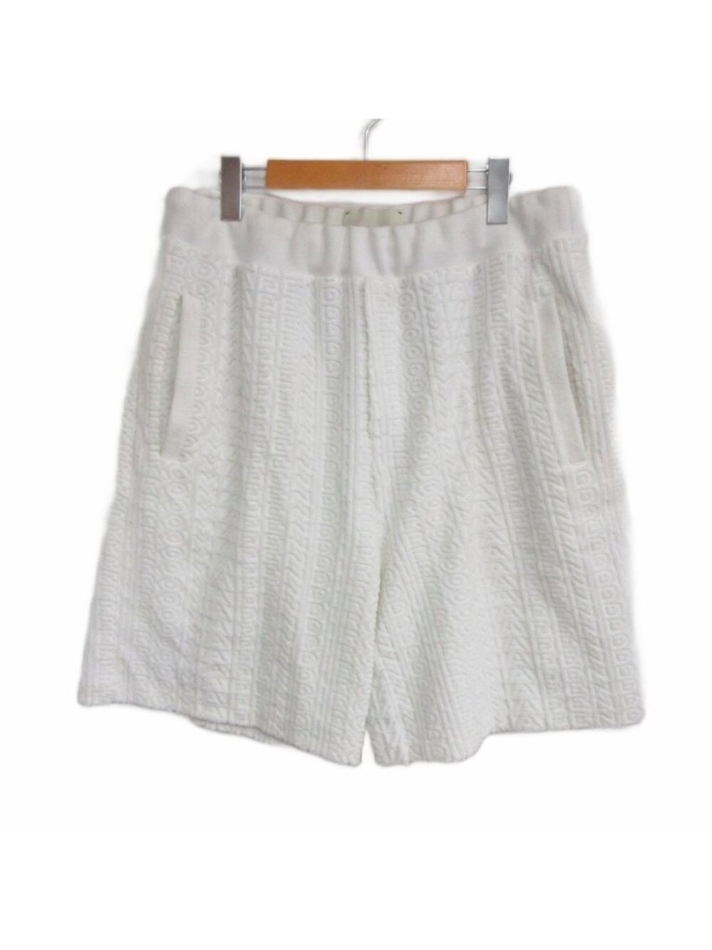 Fendi Shorts Embossed Logo Pile Easy Waist White 48